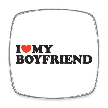 I love my boyfriend heart shirt - Square fridge magnet - white - Front