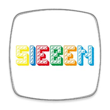 Kinder 7 Jahre Bausteine 7. Geburtstag - Viereckiger Kühlschrankmagnet - Weiß - Vorne