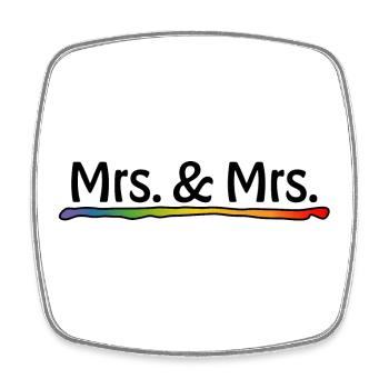 Lesbische Hochzeit - Regenbogen Mrs and Mrs - Viereckiger Kühlschrankmagnet - Weiß - Vorne