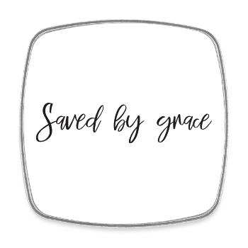 Saved by grace - Viereckiger Kühlschrankmagnet - Weiß - Vorne
