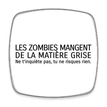 Zombies [noir] - Magnet carré - blanc - Devant
