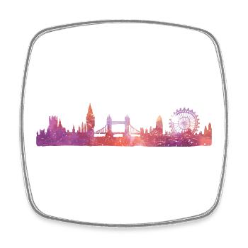 Londoner Aquarell-Skyline - Viereckiger Kühlschrankmagnet - Weiß - Vorne