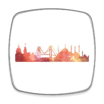 Sunset Skyline Pont à l’aquarelle - Magnet carré - blanc - Devant