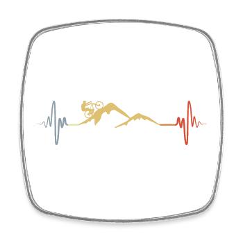 Mountain biker heartbeat - Square fridge magnet - white - Front
