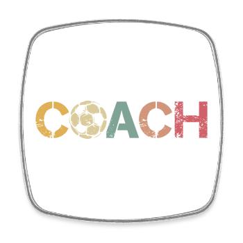 Retro Coach Soccer Logo Ball Team Club - Square fridge magnet - white - Front
