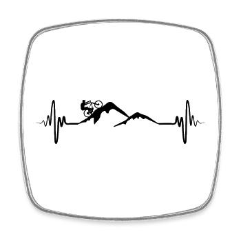 Mountain bikers ECG palpitations - Square fridge magnet - white - Front