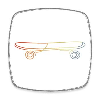Dessin de planche de skate vintage - Magnet carré - blanc - Devant