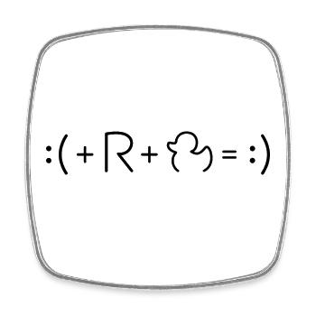 R + Ente = Rente = Glücks-Formel, Gleichung - Viereckiger Kühlschrankmagnet - Weiß - Vorne