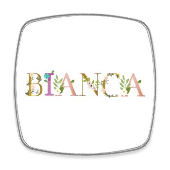 BIANCA Name mit Blumen geschmückt - Viereckiger Kühlschrankmagnet - Weiß - Vorne
