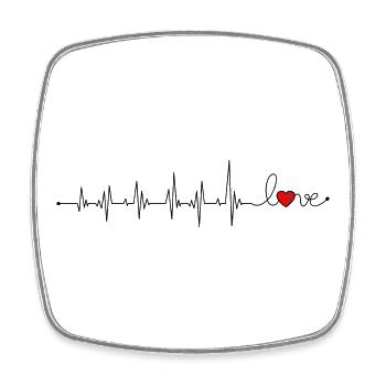 Heartbeat love - Square fridge magnet - white - Front