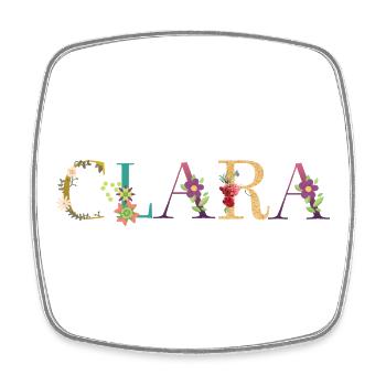 CLARA Name mit Blumen geschmückt - Viereckiger Kühlschrankmagnet - Weiß - Vorne