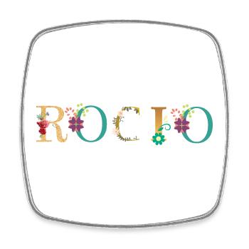 ROCIO name decorated with flowers - Square fridge magnet - white - Front