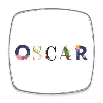 Le nom d’OSCAR décoré de fleurs - Magnet carré - blanc - Devant