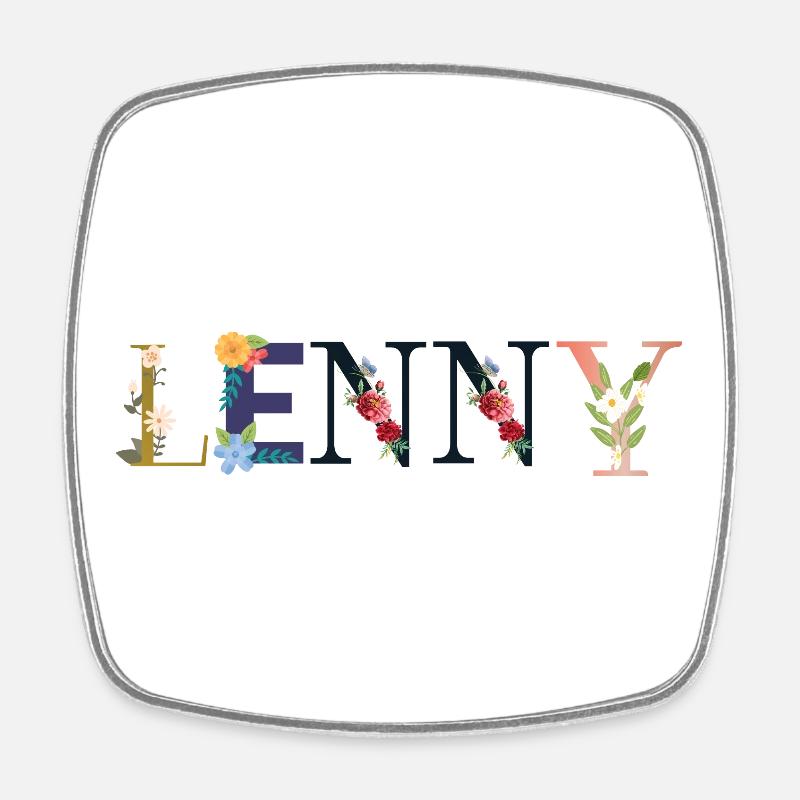 LENNY name decorated with flowers - Square fridge magnet - white