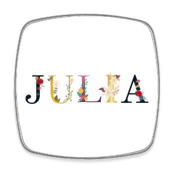 JULIA Name mit Blumen geschmückt - Viereckiger Kühlschrankmagnet - Weiß - Vorne