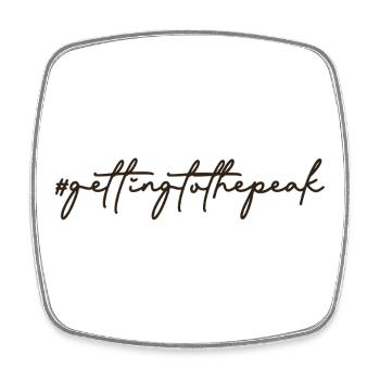 #gettingtothepeak – Your way to the top ⛰️ - Square fridge magnet - white - Front