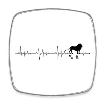 Heartbeat lion - Square fridge magnet - white - Front
