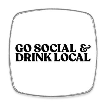 Logo Go social and drink local - Viereckiger Kühlschrankmagnet - Weiß - Vorne