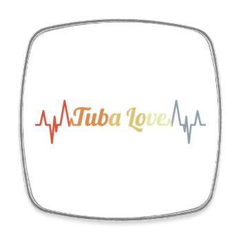 Tuba Love Heart Line ECG - Magnet carré - blanc - Devant