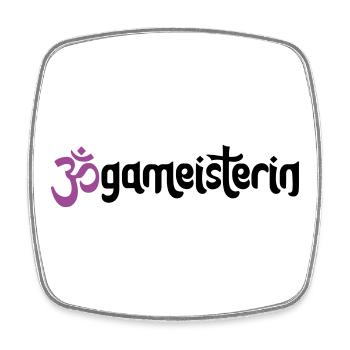 Jogameisterin - Typografisches OM (3-Farbig) - Viereckiger Kühlschrankmagnet - Weiß - Vorne