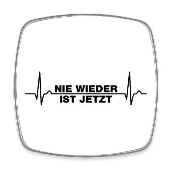 Nie wieder ist jetzt Gegen Rechts gegen Hetze EKG - Viereckiger Kühlschrankmagnet - Weiß - Vorne
