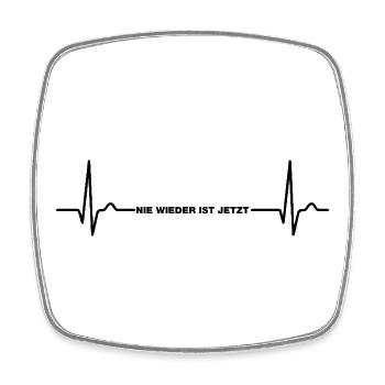 Nie wieder ist jetzt Gegen Rechts gegen Hetze EKG - Viereckiger Kühlschrankmagnet - Weiß - Vorne