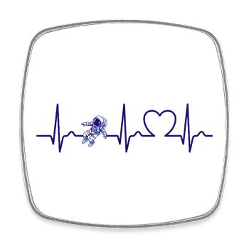 Herzkurve - Puls - EKG - Astronaut - Weltall - Viereckiger Kühlschrankmagnet - Weiß - Vorne