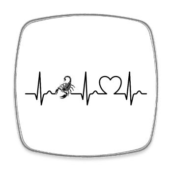 Scorpion - Dard empoisonné - Pouls - Courbe cardiaque - ECG - Magnet carré - blanc - Devant