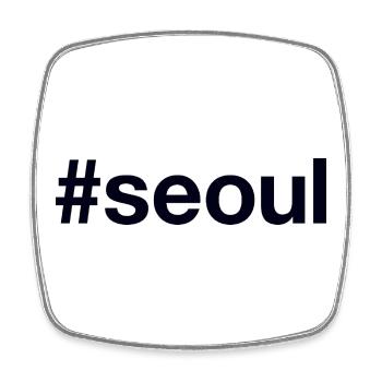 SEOUL Hashtag - Magnet carré - blanc - Devant