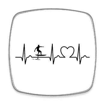 Foil Surfer - Surfer - Herzkurve - Puls - EKG - Viereckiger Kühlschrankmagnet - Weiß - Vorne