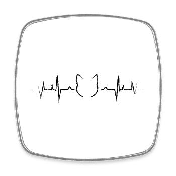 Battement de cœur ECG Chat - Magnet carré - blanc - Devant