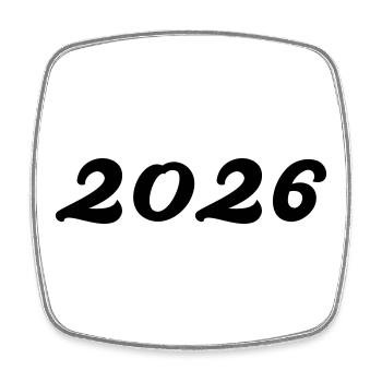 2026 - Square fridge magnet - white - Front