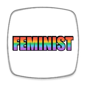 Vibrant Feminist Rainbow Typography Design - Square fridge magnet - white - Front