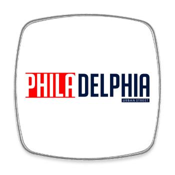 Conception de la silhouette de la ligne d’horizon de Philadelphie - Magnet carré - blanc - Devant