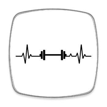 Heartbeat-Design mit Hantel - Viereckiger Kühlschrankmagnet - Weiß - Vorne