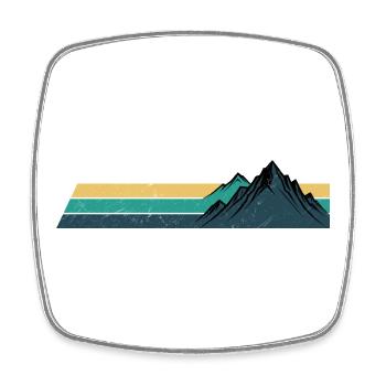Retro Berg Sonnenuntergang Streifen - Viereckiger Kühlschrankmagnet - Weiß - Vorne