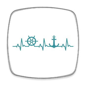 Boot Heartbeat Marine Kapitän - Viereckiger Kühlschrankmagnet - Weiß - Vorne