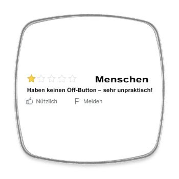 Menschen Bewertung - Leider kein Off Button! - Viereckiger Kühlschrankmagnet - Weiß - Vorne