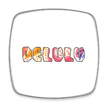 Conception typographique Delulu - Magnet carré - blanc - Devant