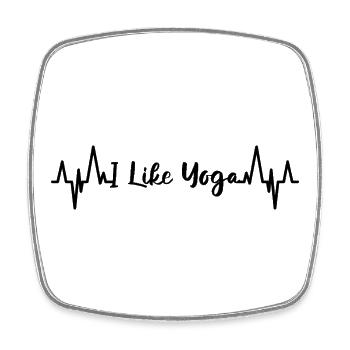 Ich mag Yoga Herzlinie - Viereckiger Kühlschrankmagnet - Weiß - Vorne