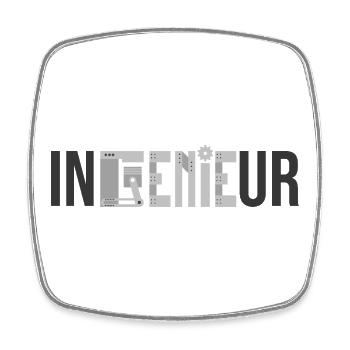 Ingenieur GENIE - lustig Maschinenbau - Viereckiger Kühlschrankmagnet - Weiß - Vorne