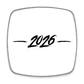 2026 Jahr - Viereckiger Kühlschrankmagnet - Weiß - Vorne