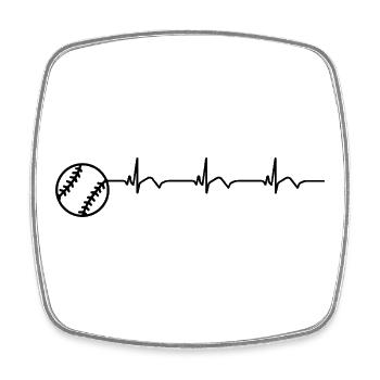 Baseball EKG Herzschlag Baseballschläger - Viereckiger Kühlschrankmagnet - Weiß - Vorne