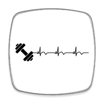 Gymnase, Gymnase, Gymnase, Bodybuilding, ECG, Battement de cœur - Magnet carré - blanc - Devant