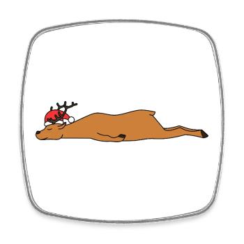 Schlafende Weihnachts-Rentiere Lustige Weihnachtskunst - Viereckiger Kühlschrankmagnet - Weiß - Vorne