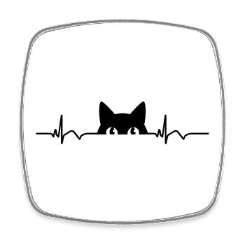 ECG du chat Fréquence cardiaque Battement de cœur - Magnet carré - blanc - Devant