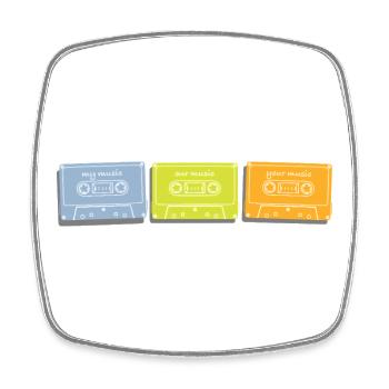 Musikkassetten Kassetten in Retro Pastellfarben - Viereckiger Kühlschrankmagnet - Weiß - Vorne