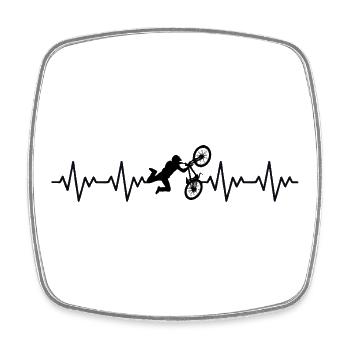 MTB_2_EKG_schwarz - Square fridge magnet - white - Front