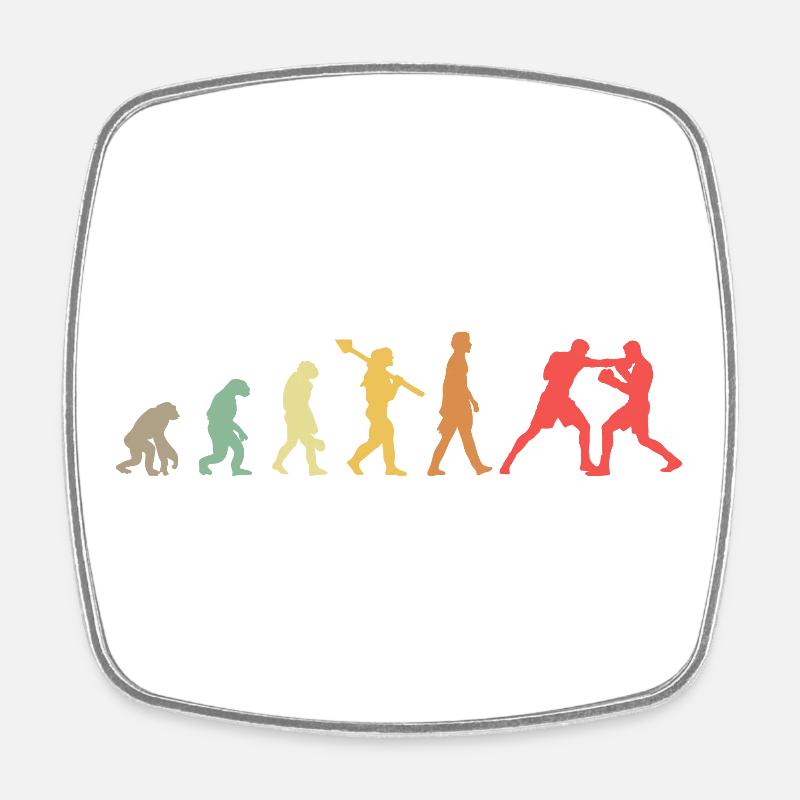 Boxing Evolution Boxen Entwicklung Retro - Viereckiger Kühlschrankmagnet - Weiß