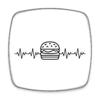Hamburger Burger ECG Heartbeat Heart Rate - Square fridge magnet - white - Front
